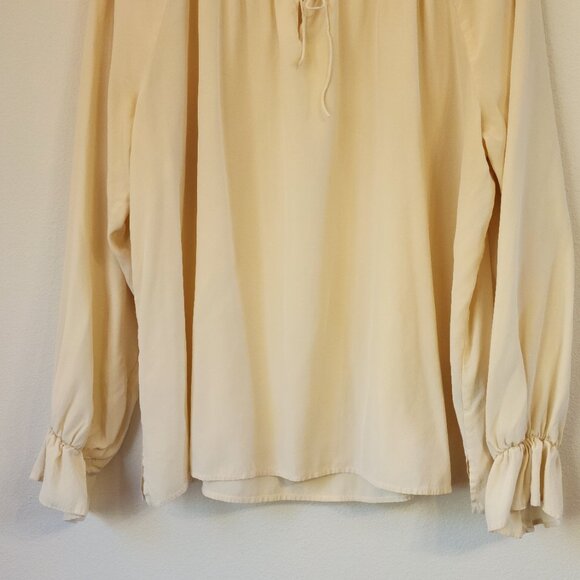 Josephine Chaus Ivory 100% Silk Scoop Neck Blouse Flutter Sz 18 Semi Sheer - Picture 5 of 14
